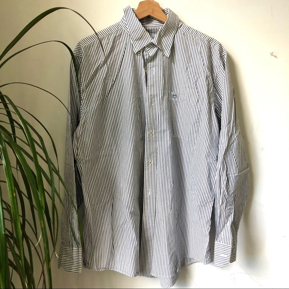 SOUTHERN TIDE Men’s Blue White Stripe Button Down Shirt Long Sleeve Size L